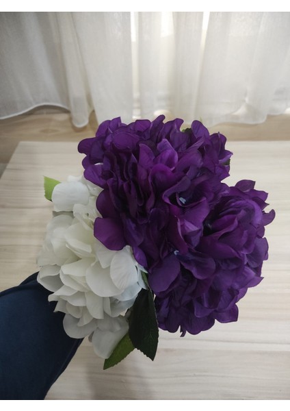 Buket Demet Ortanca Mor Beyaz Çiçek Gelin Sevgili 1