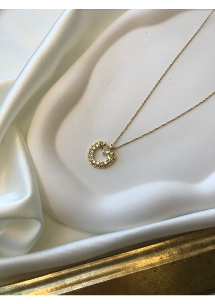 Zirkon Taşlı Kalpli Fiyonklu Madalyon Çelik Kolye fırsatları