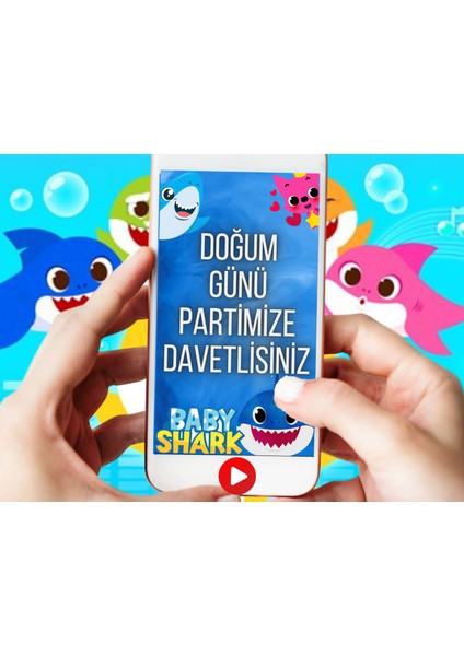 Babyshark Temalı Video Davetiye, Doğum Günü Davetiyesi