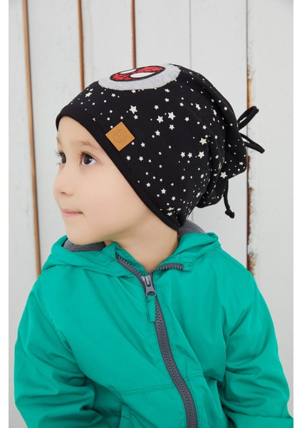 %100 Pamuklu Doğal Yumuşak Çift Katlı Penye Spiderman Çocuk Bebek Şapka Bere modelleri