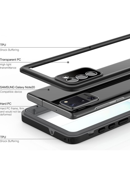 Samsung Galaxy Note 20 Kılıf Su ve Toz Geçirmez 360° Tam Koruma Shockproof Kapak