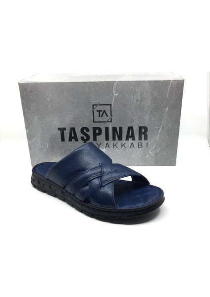 Taşpınar %100 Hakiki Deri Ortopedik Erkek Yazlık Rahat Terlik 40-45