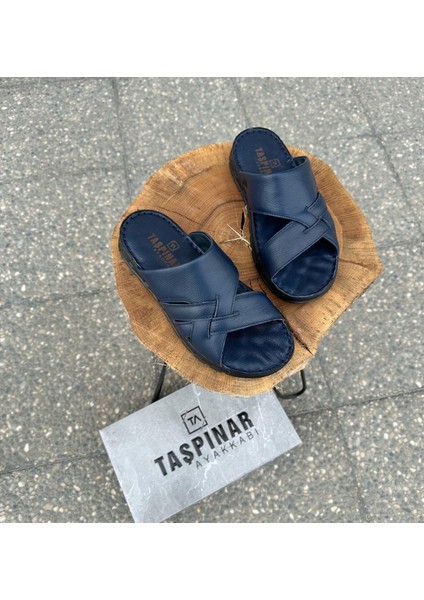 Taşpınar %100 Hakiki Deri Tam Ortopedik Erkek Günlük Yazlık Rahat El Yapımı Casual Terlik 40-45