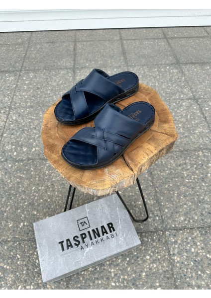 Taşpınar %100 Hakiki Deri Tam Ortopedik Erkek Günlük Yazlık Rahat El Yapımı Casual Terlik 40-45