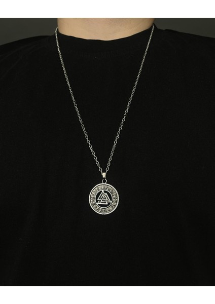 Viking İskandivav Ejderha Pusula Ve Valknut Figürlü 3 Adet Kolye