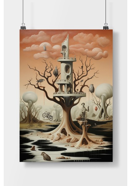Postercity Sürrealist Tarzı Sanat Poster Çerçevesiz Parlak Kağıt