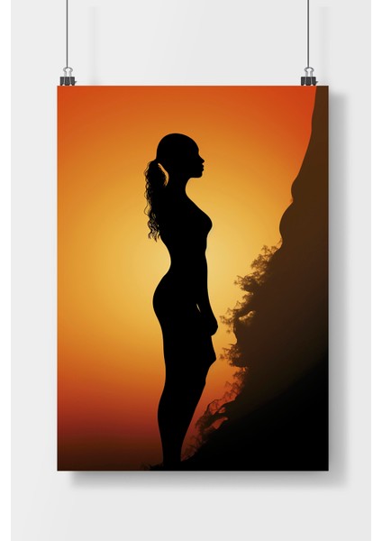Postercity Kadın Silüeti Sanat Poster Çerçevesiz Parlak Kağıt