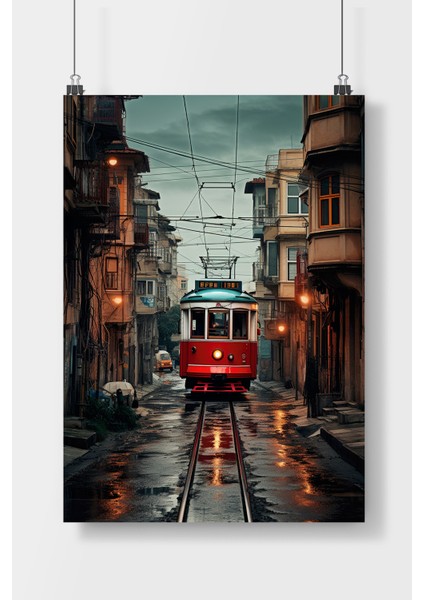 Poster City Eski İstanbul Sanat Poster Çerçevesiz Parlak Kağıt