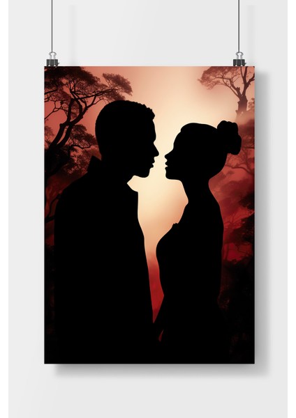 Postercity Alışveriş Yapan Kadın Silüeti Sanat Poster Çerçevesiz Parlak Kağıt