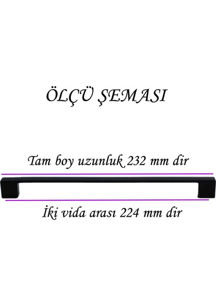 12 Adet Marmara Kulp 224 mm Siyah Mutfak Kulpu Çekmece Dolap Kapak Kulbu Metal Mobilya Dolabı Kulp