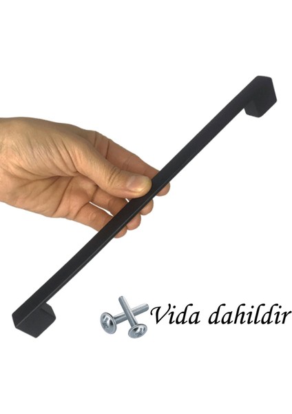 12 Adet Marmara Kulp 224 mm Siyah Mutfak Kulpu Çekmece Dolap Kapak Kulbu Metal Mobilya Dolabı Kulp