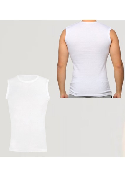 Erkek Sıfır Kol Bisiklet Yaka Slimfit Likralı Düz Tişört Beyaz fiyatları