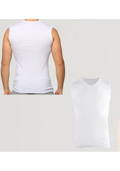 Erkek Sıfır Kol V Yaka Slimfit Likralı Düz Tişört Beyaz fiyatları