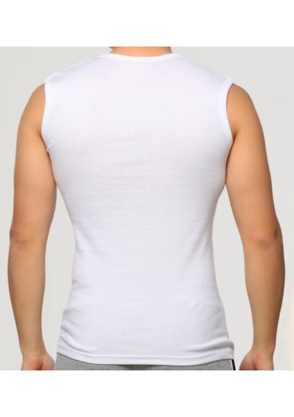 Erkek Sıfır Kol V Yaka Slimfit Likralı Düz Tişört Beyaz modelleri