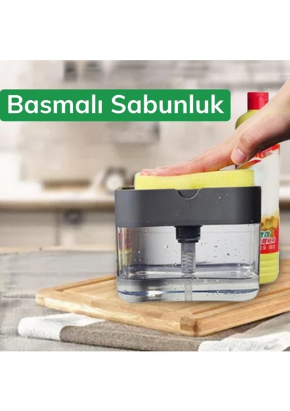 Pompalı Sünger Hazneli Sıvı Sabunluk Basmalı Bulaşık Deterjanlığı ve Sünger modelleri