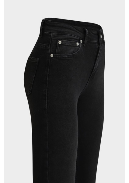 High Waist Flare Leg Full Length Stretc Jean modelleri