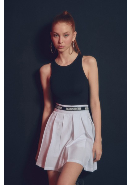 Fitilli Bisiklet Yaka Crop Body