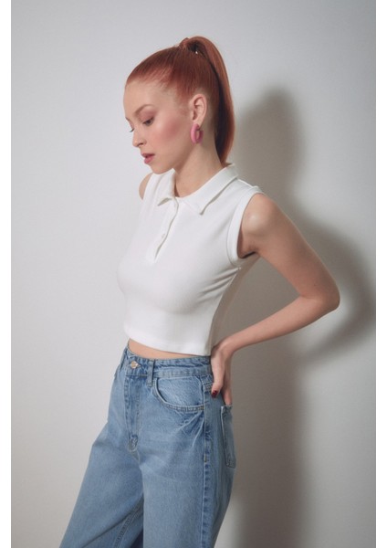 Fitilli Polo Yaka Crop Body modelleri