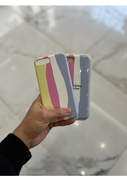 iPhone 7plus/8plus Uyumlu Rainbow Renkli Şeritli Lansman Silikon Darbe Emici Telefon Kılıfı indirimleri