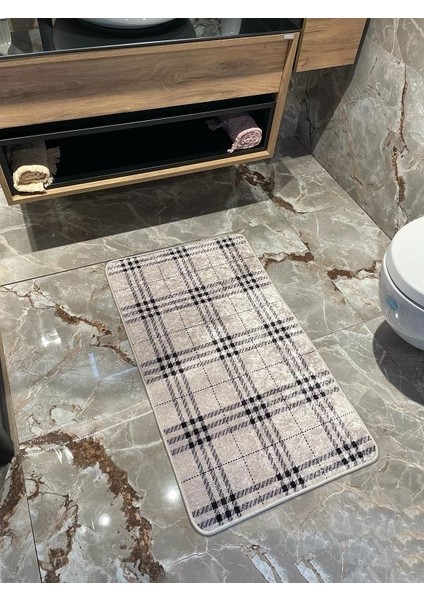 Tekli Ekose Desen Banyo Paspası Ebat 50x70