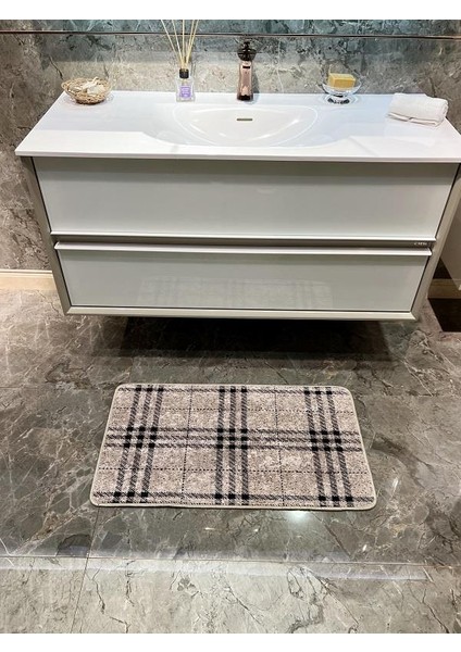 Tekli Ekose Desen Banyo Paspası Ebat 50x70