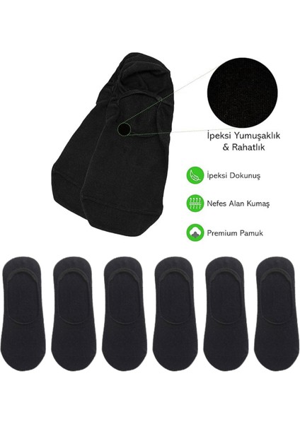 Kadın - Erkek Düz Desen (6 Çift) Pamuklu Terletmez Babet Çorap