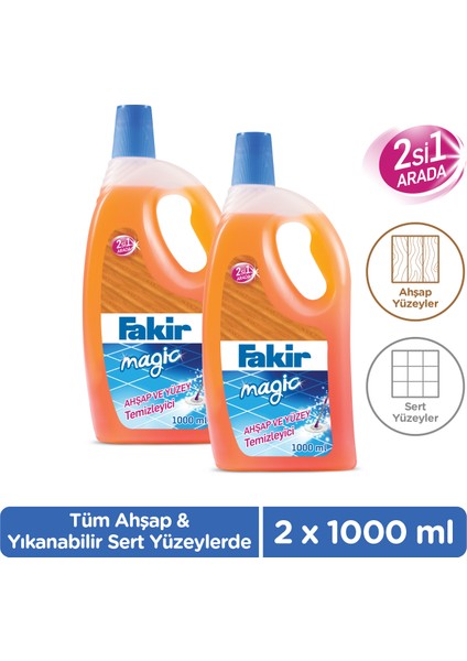 Magic 2'si 1 Arada Ahşap ve Sert Yüzey Temizleyici 1000ml x 2 Adet