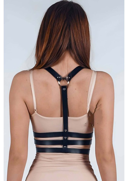 Mlvx Bayan Iç Giyim - Kadın Giyim Modelleri - Deri Boyun Göbek Harness - 583 Blsm fiyatları