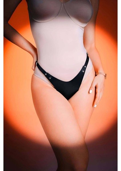 Mlvx Ayarlanabilir Deri G-String Harness, Deri Külot - 1282 Blsm