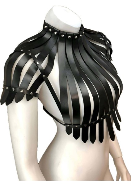 Mlvx Arkası Açık Deri Crop Büstiyer Harness - 1257 Blsm