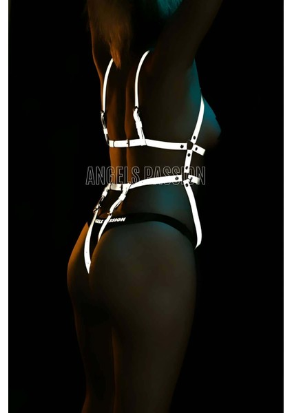 Mlvx Karanlıkta Yansıyan Kadın Body Harness, Refletkörlü Bayan Harness - 441 Blsm