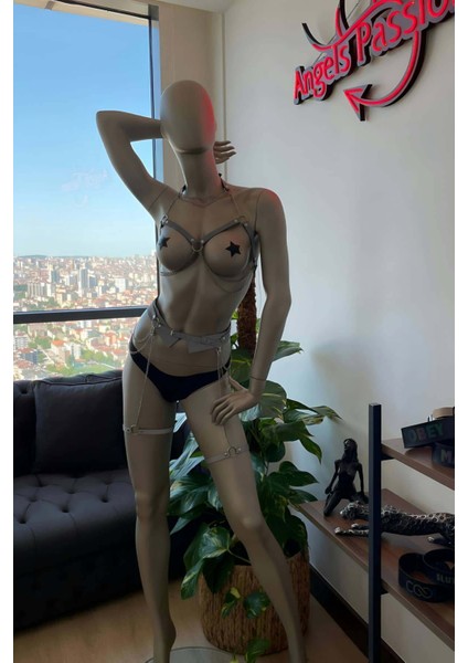 Mlvx Zincir Detaylı Reflektörlü Şık Harness Takım - 486 Blsm