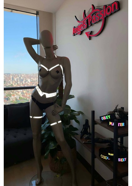 Mlvx Zincir Detaylı Reflektörlü Şık Harness Takım - 486 Blsm