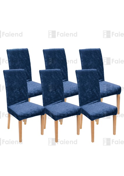 Faiend Lastikli Kadife sandalye Kılıfı Mutfak Sandalye örtüsü Yıkanabilir Sandalye koruyucu (6-adet) petrol mavi