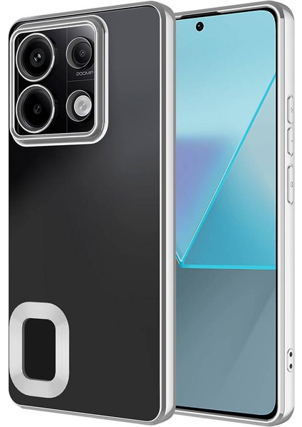 Xiaomi Redmi Note 13 Pro 5g Kapak Yanları Renkli Lens Korumalı Logo Gösteren Şeffaf Luxury Silikon Kılıf - Gümüş