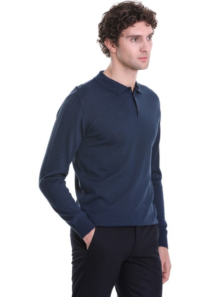 Indigo Regular Fit Düz Polo Yaka Triko Kazak fırsatları