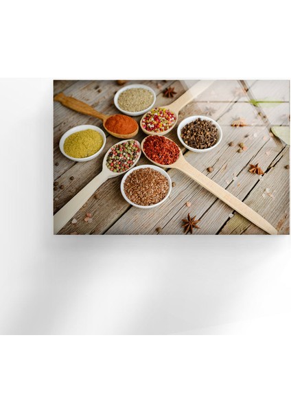 Baharatlar Temperli Cam Duvar Tablosu