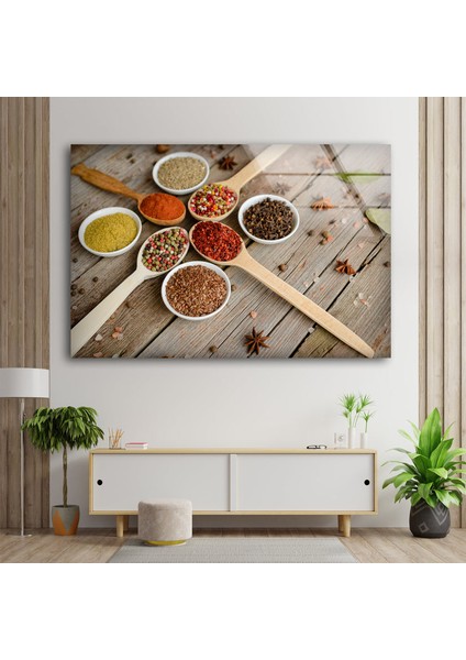 Baharatlar Temperli Cam Duvar Tablosu modelleri