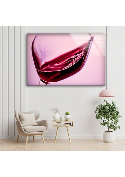 Kırmızı Şarap Temperli Cam Duvar Tablosu