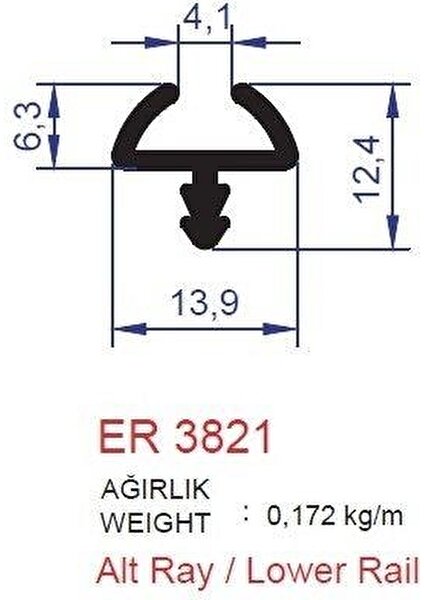 Alm Alüminyum Alüminyum Sürme Kapak Alt Ray Profili Er 3821 Pres 3mt