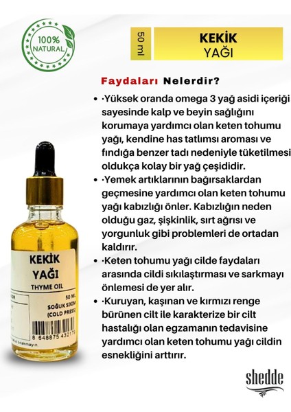 Kekik Yağı -50 ml Özel Kutuda