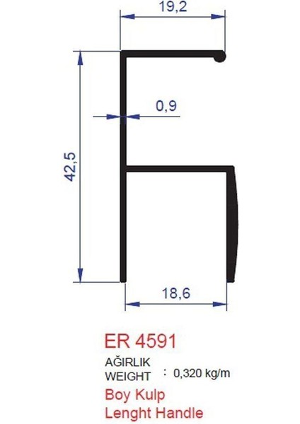 Boy Kulp Profili Er 4591 Inox Parlak 3 Metre