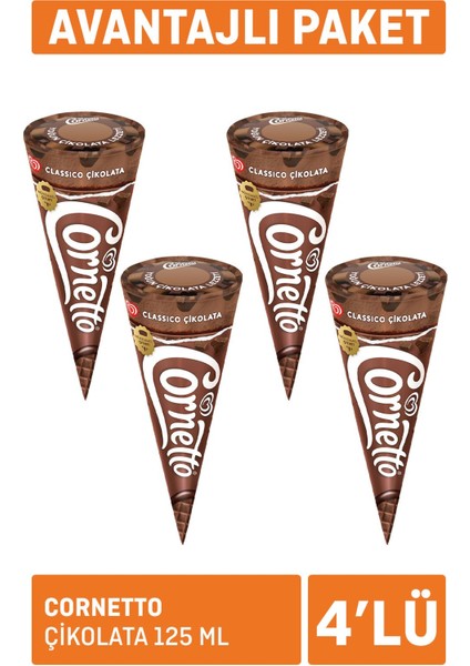 Cornetto Çikolata 125 ml x 4