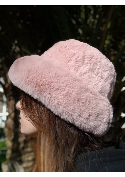 Pofidik Peluş Şapka Kışlık Suni Kürk Kalpak Kabarık Kova Şapka