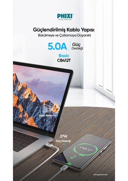 Basic CB412T Type-C To Type-C USB Şarj Kablosu