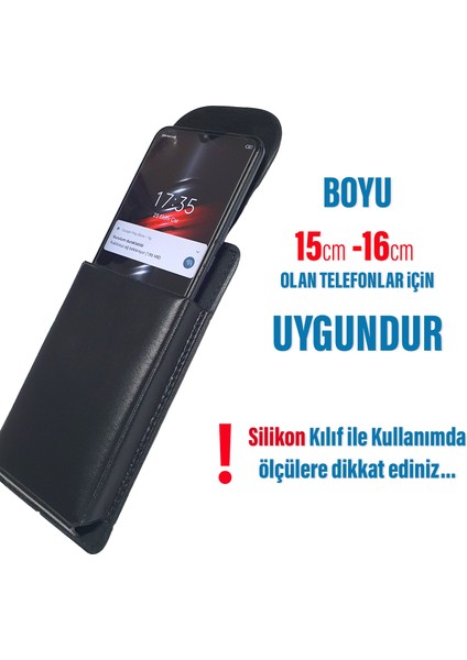 Kemere Takılan Telefon Kılıfı Dik Bel Kemer Kılıfları Kapaklı Mıknatıslı 16.2 x 8 cm