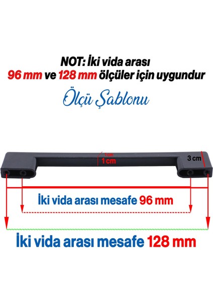 10 Adet Plastik Köprü Mobilya Mutfak Çekmece Dolabı Dolap Kapak Siyah Kulbu Kulpu Kulpları 128 mm