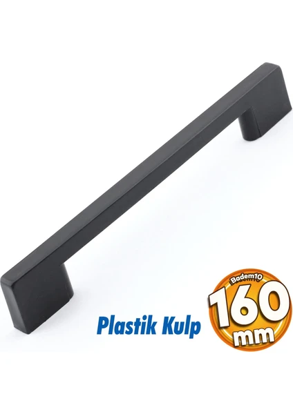 Plastik Kulp Köprü Mobilya Mutfak Dolabı Çekmece Dolap Kulpları Kapak Kulpu Kulbu Siyah 160 mm