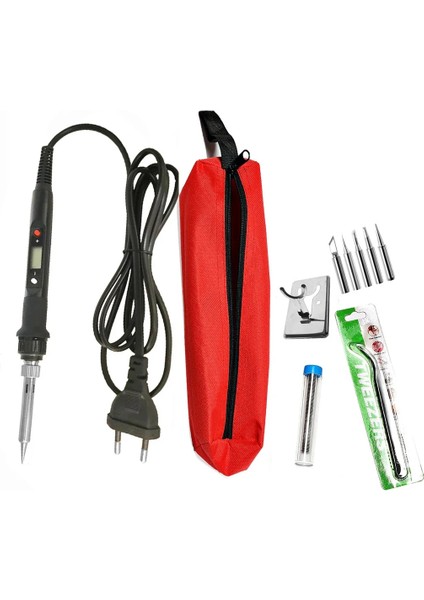 80W Siyah Çanta Tarzı 110V 80W Dijital Elektrikli Havya Seti Seti Sıcaklık Ayarlanabilir 220V 110V Kaynak Aracı Seramik Isıtıcı Lehimleme Ipuçları Rework (Yurt Dışından)