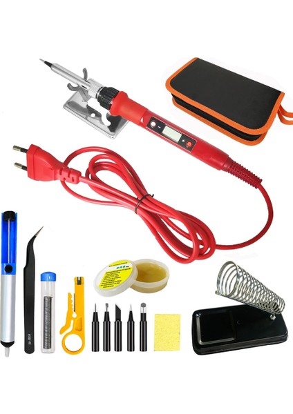 80W Siyah Set1 Stili 80W Dijital Elektrikli Havya Seti Kiti Kaynak Demir Staion 110V 220V Havya ile Akı Ipuçları Standı Alet Çantası (Yurt Dışından) fiyatları